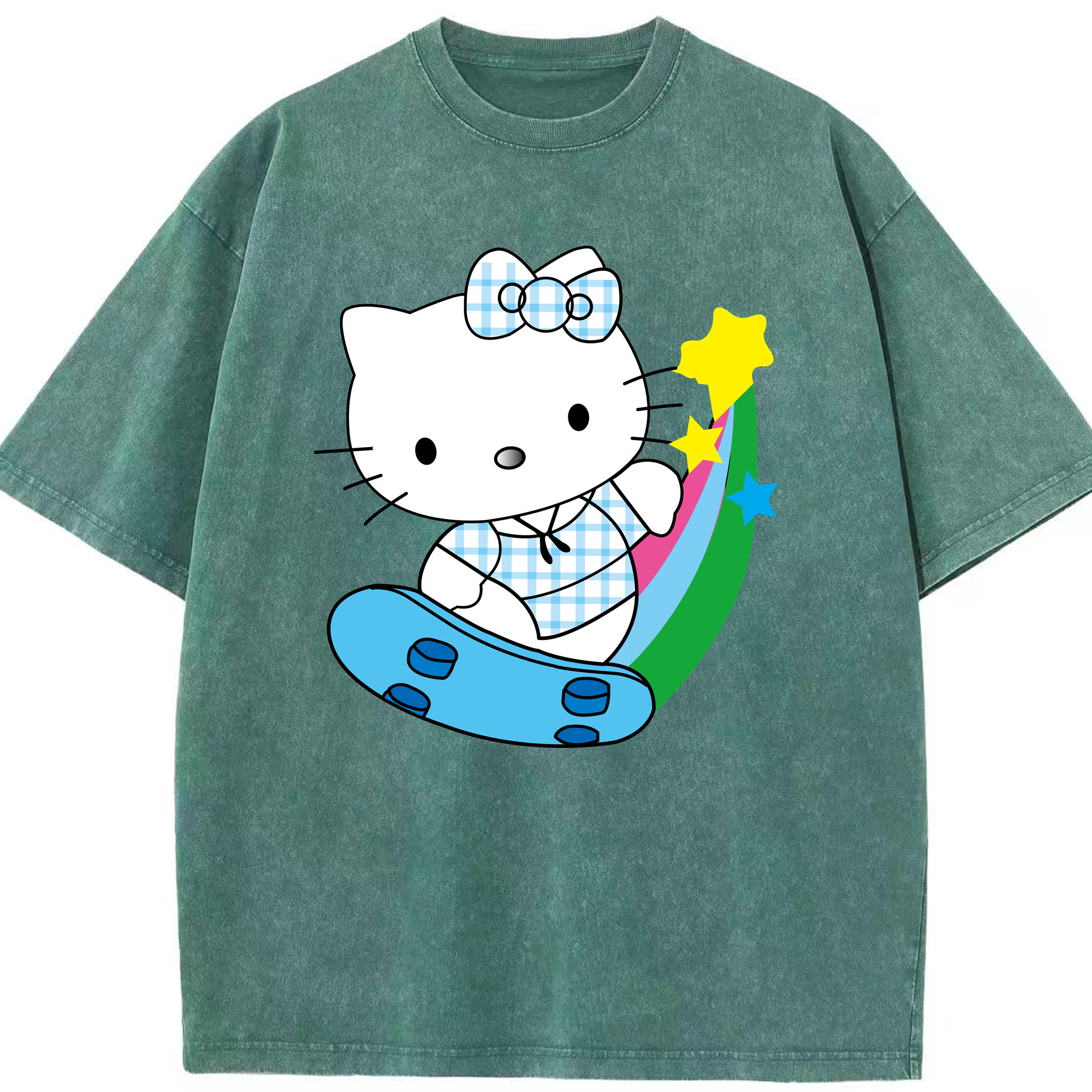 （画像用） Hello Kitty ハローキティ 綿100% ヴィンテージ風 半袖Tシャツ（フロントプリント）